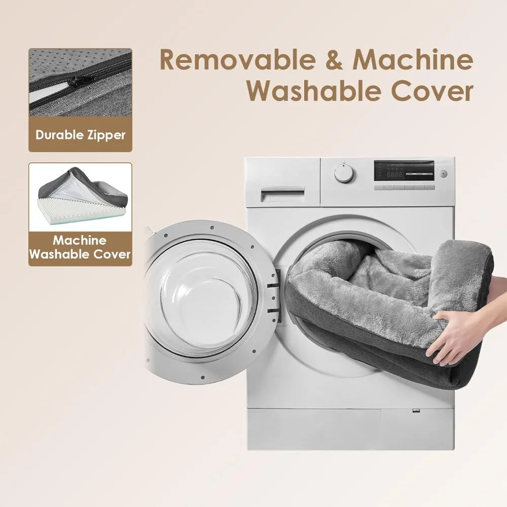 Extra Large Orthopedic Dog Bed with Memory Foam, Waterproof Liner, and Removable Washable Cover, Grey