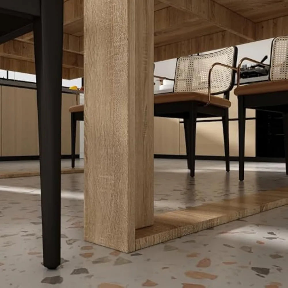 "Modern Wooden Dining Table Seats 8-10, Versatile for Home and Office, Light-Weight Kitchen Table"