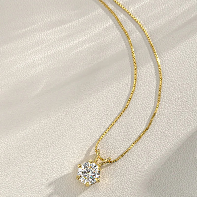 1 Carat Multi-Color D VVS1 Moissanite Pendant Necklace in 925 Sterling Silver - Fine Jewelry Gift for Weddings & Engagements