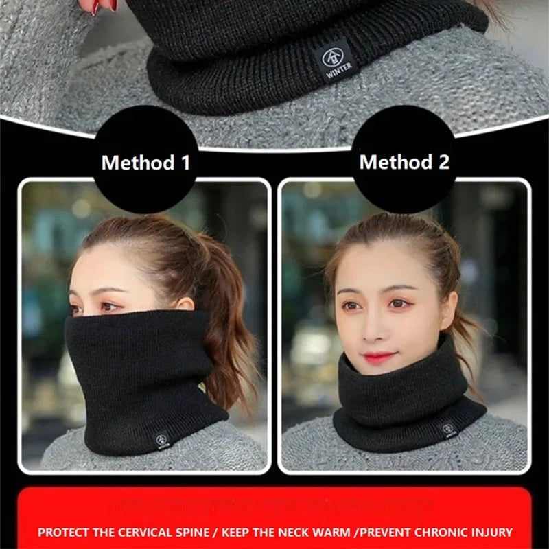 Outdoor Cycling Face Cover Unisex Fleece Lined Thickened Neck Gaiter for Winter Versatile Knitted Neck Warmer WBr01