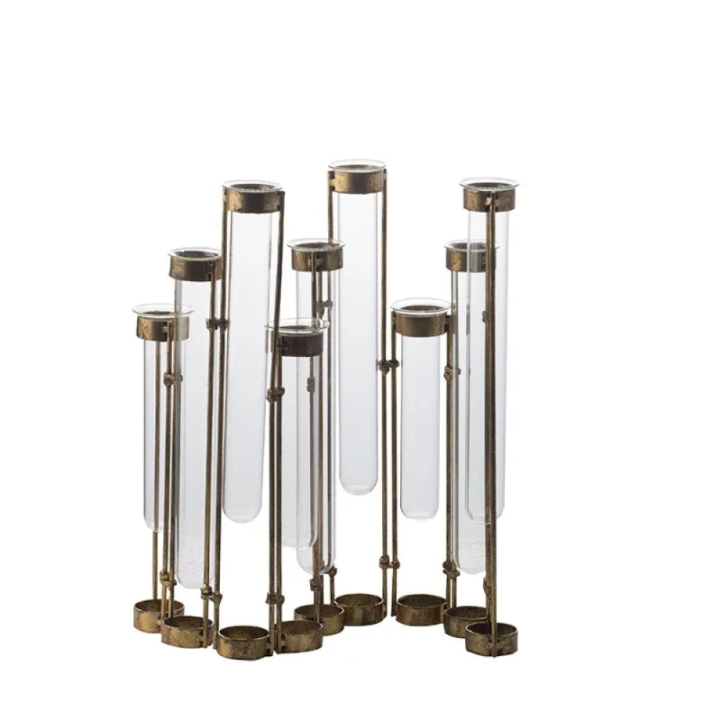 Glass Test Tube Vases Set with Gold Rim Decorative Flower Holders for Home Living Room Table Centerpiece Wedding Party Decor