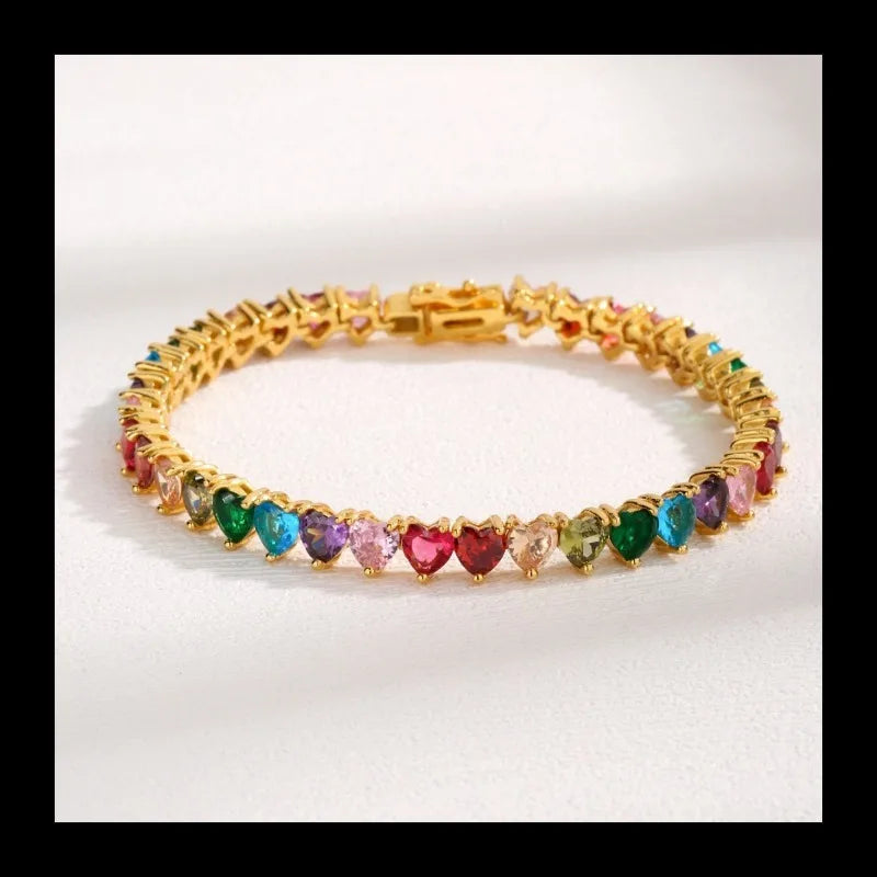 Ins Merry Mini Rainbow Gemstone S925 Sterling Silver Electroplated Gold Yellow Bracelet Luxury Versatile Jewelry