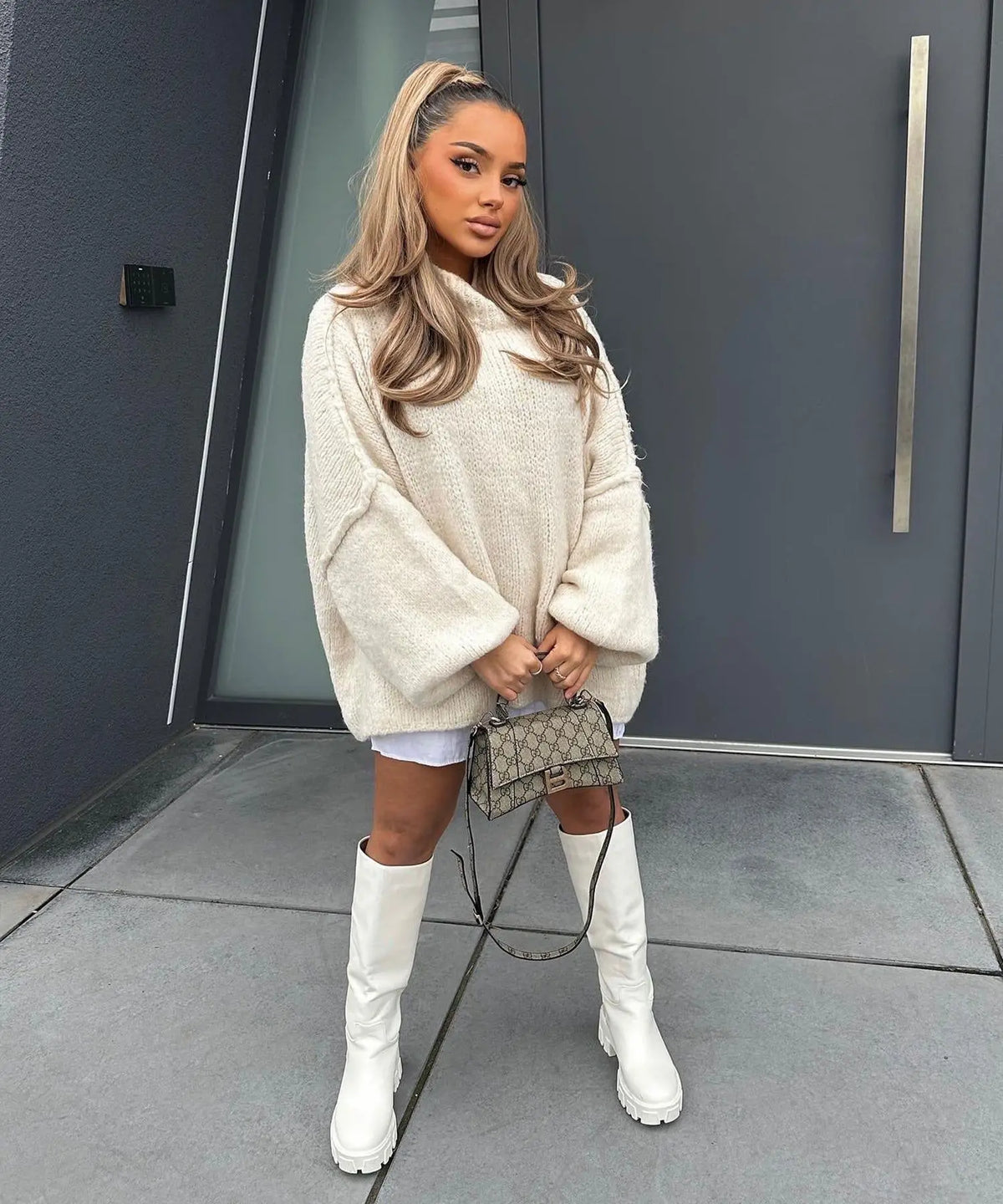 New Fall/winter Women's Sweater Solid Color Semi-turtleneck Casual Commuter Style Knit Pullover Loose Sweater Simple All-match