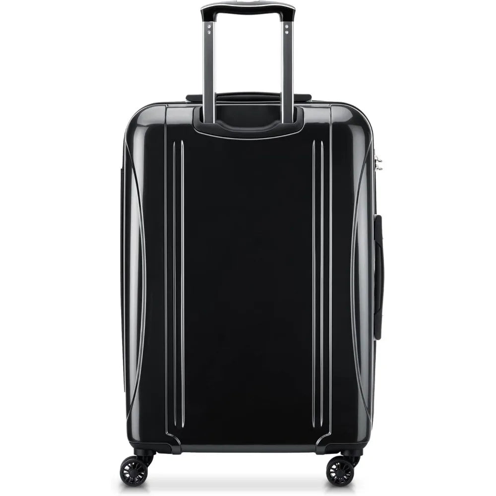 Medium 24 Inch Expandable Hardside Spinner Luggage with Aero Design in Black, Ideal for Travel and Checked Luggage