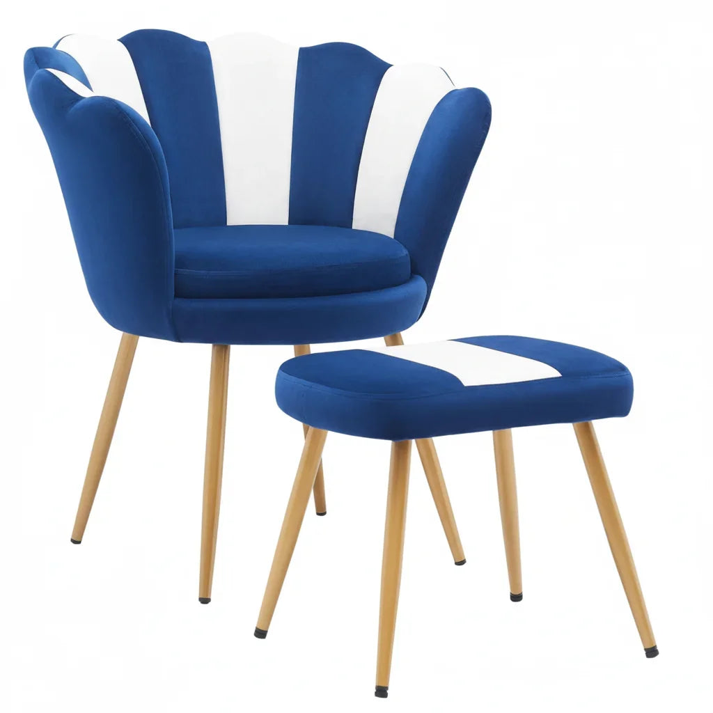 Mid-Century Modern Velvet Accent Chair, Retro Upholstered Single Sofa with Golden Metal Legs for Living Room Bedroom