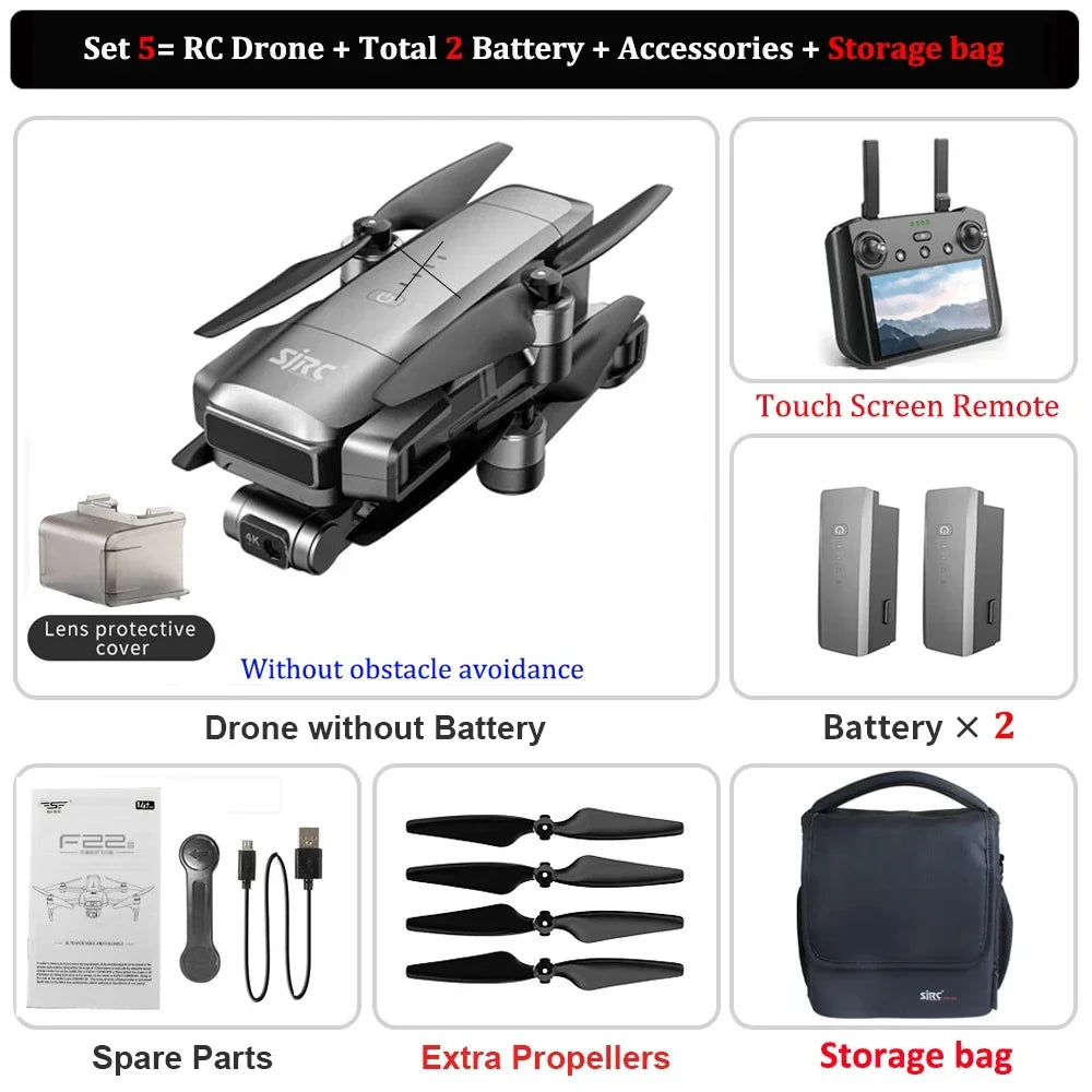 SJRC F22 S3 PRO Drone 4K Professional Camera GPS HD 5G WiFi FPV 3-Axis Gimbal EIS Brushless Foldable RC Quadcopter Toys For Kids