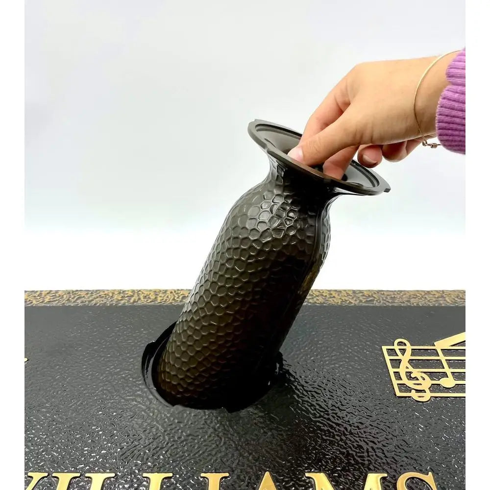 4 Plastic Cemetery Flower Vase with 3 Flanges to Lock-in, Dark Brown, Replacement Vase, Replica Quantity: 1