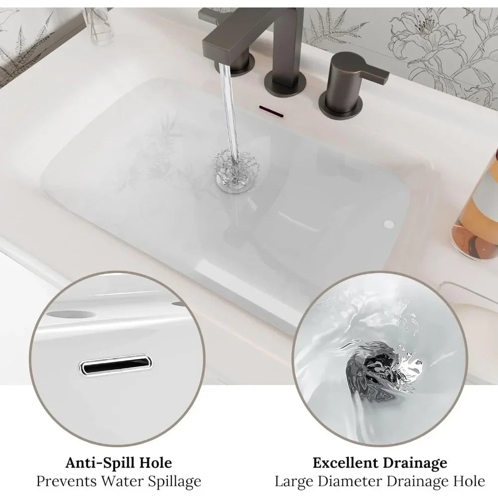 36 Inch Bathroom cabinet with Sink, Bathroom Sink Cabinet with 2 Doors, 4 Drawers, Ceramic Basin (No Faucet)