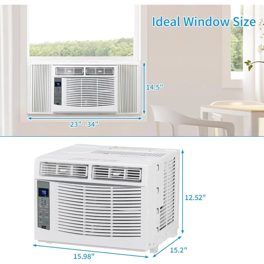6000 BTU Window Air Conditioner 3in1 AC Unit for Window Works As Cooler Dehumidifier Fan with Timer Sleep ECO Mode Installation
