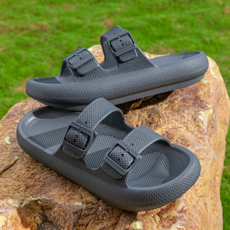 Men's Lightweight Open-Toe Slide Sandals Non-Slip Bathroom Flip Flops with Comfortable Arch Support,Trendy Casual Summer Shoes