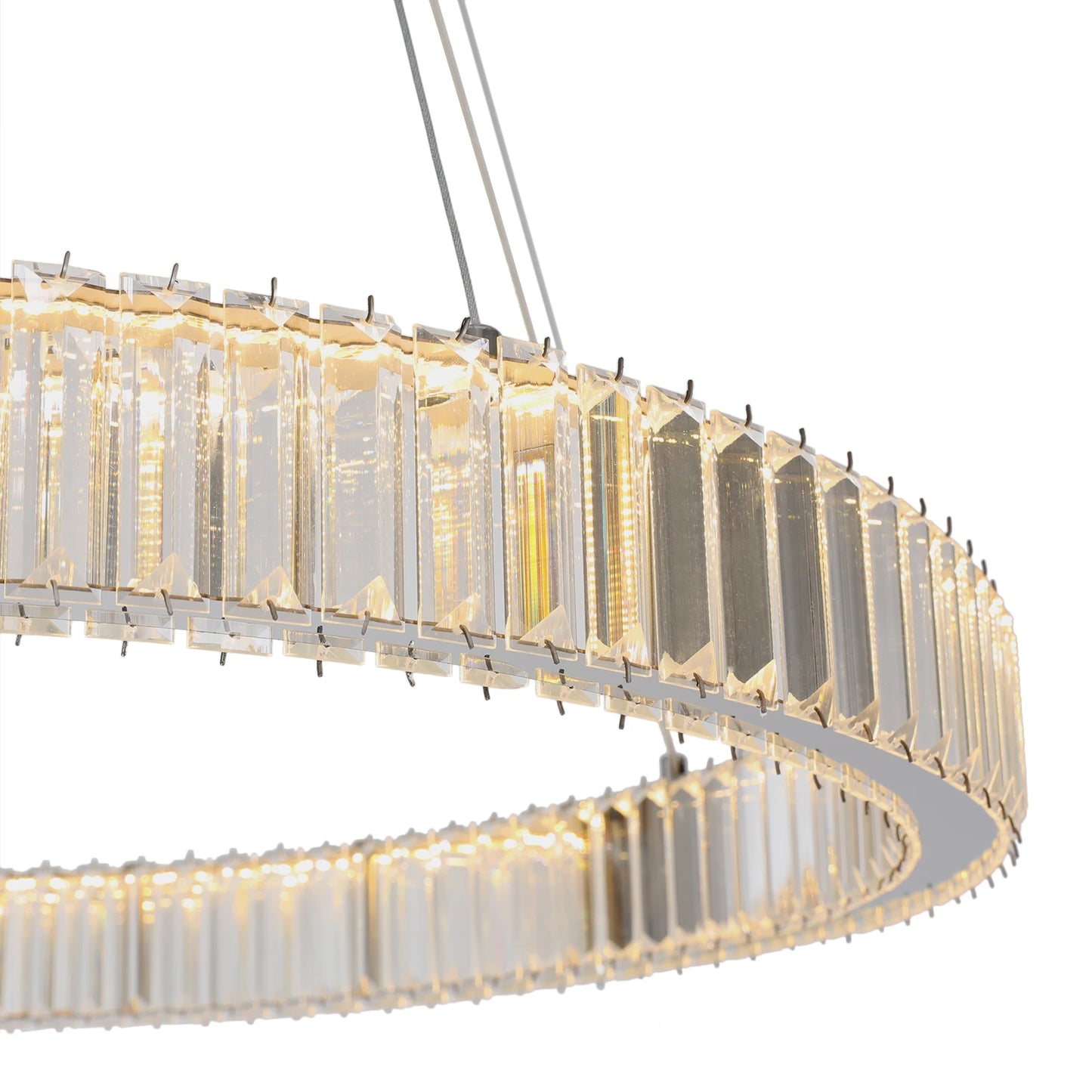 95W 31.5inch Modern Crystal Stair Chandelier Lights Indoor Lighting LED Ceiling Lamp Hanging Light for Living Room Indoor