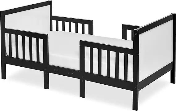 Dream On Me Hudson 3-in-1 Convertible Toddler Bed - Black and White, Greenguard Gold, JPMA Certified, Non-Toxic Finish
