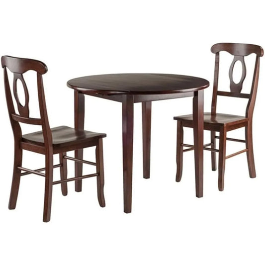 Winsome Clayton Drop Leaf Table and Two Chairs Set in Walnut Finish