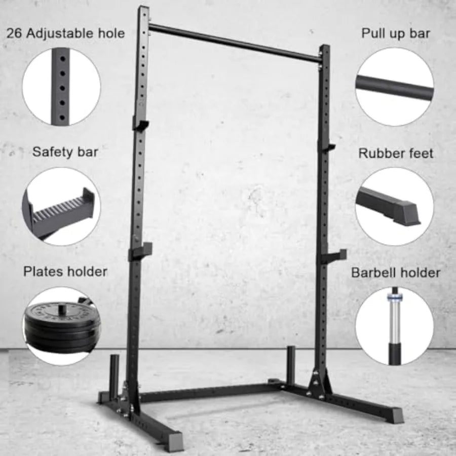 Squat Rack Power Rack for Home Gym Use in Weightlifting Bodybuilding and Strength Training with 800lb Weight Capacity for Safe