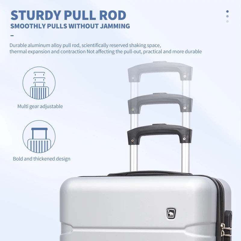 OIWAS Cabin Luggage Silent 360° Wheels And TSA Lock, Ultra-Light ABS Carry On Suitcase for Business Travel Men and Women