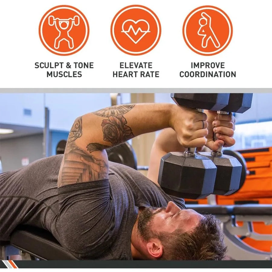 Body Sport Rubber Encased Hex Dumbbell Weight Single Ideal for Home Gym Strength Training Exercises Durable and Non-Slip Design
