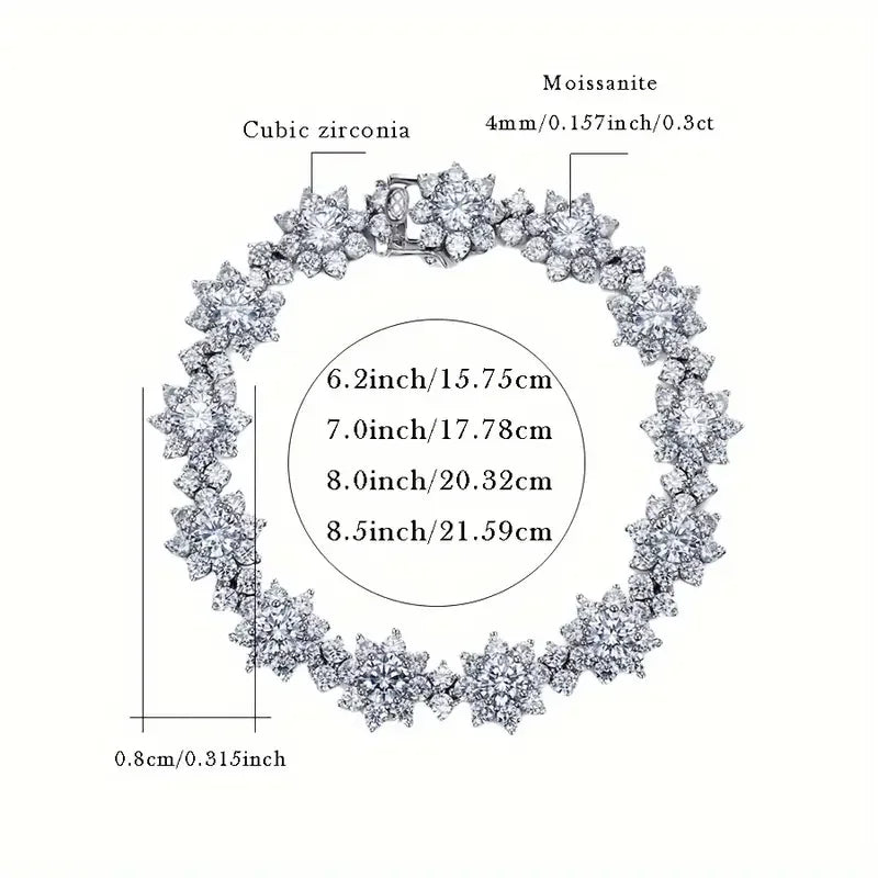 S925 Moissanite Bracelet, Fashion Party Engagement Wedding Anniversary Gift Wedding Anniversary Certificate, Mother's Day Gift