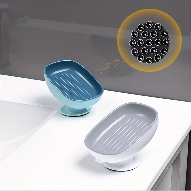 1pc Creative Soap Dish, Drain Soap Tray, Soap Holder With Suction Cup, Soap Rack For  Bathroom Accessories
