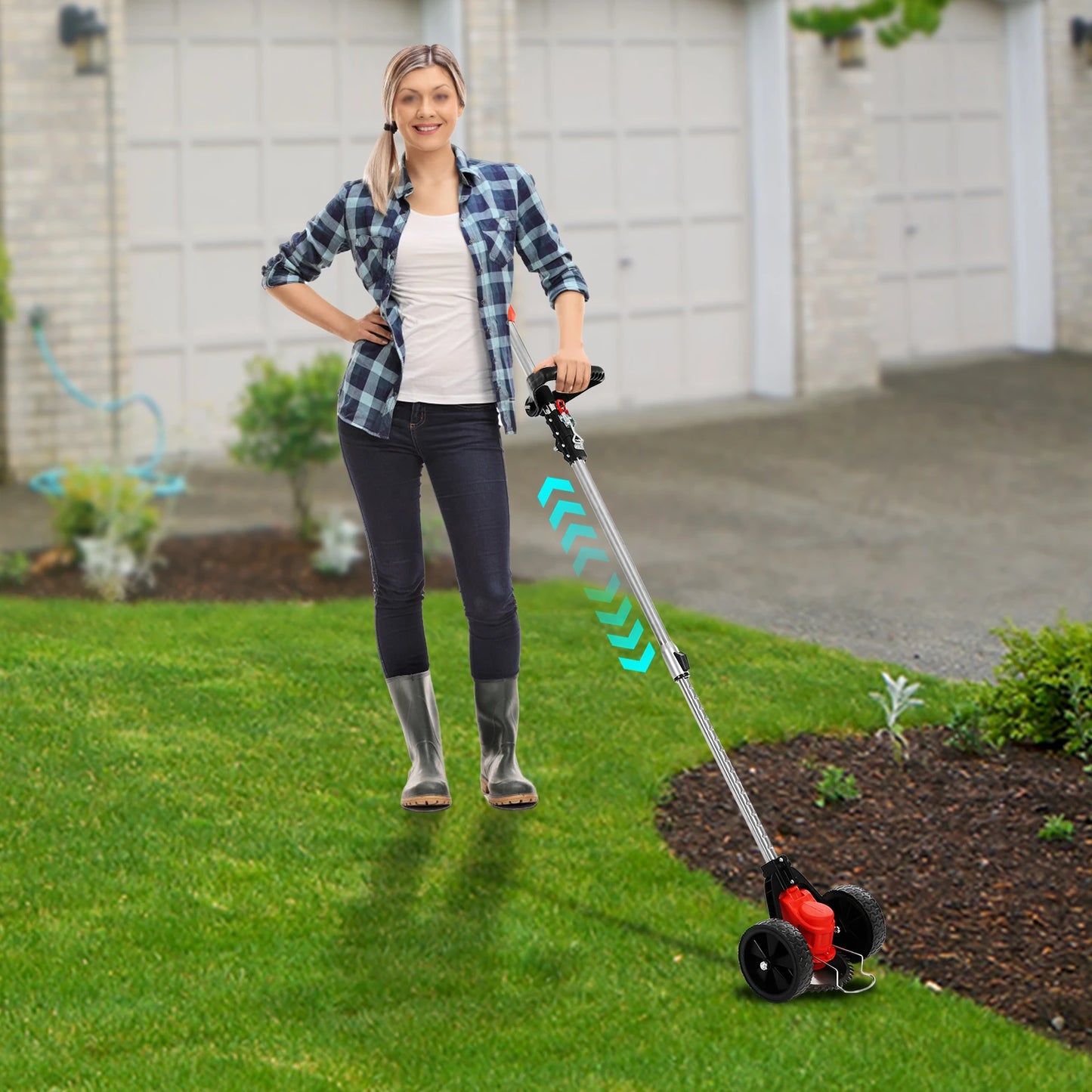 Cordless Weed Trimmer 21V Battery Powered Electric Lawn Mover Grass Cutting Machine Sweeper Care for Villa Home Garden Yard Tree