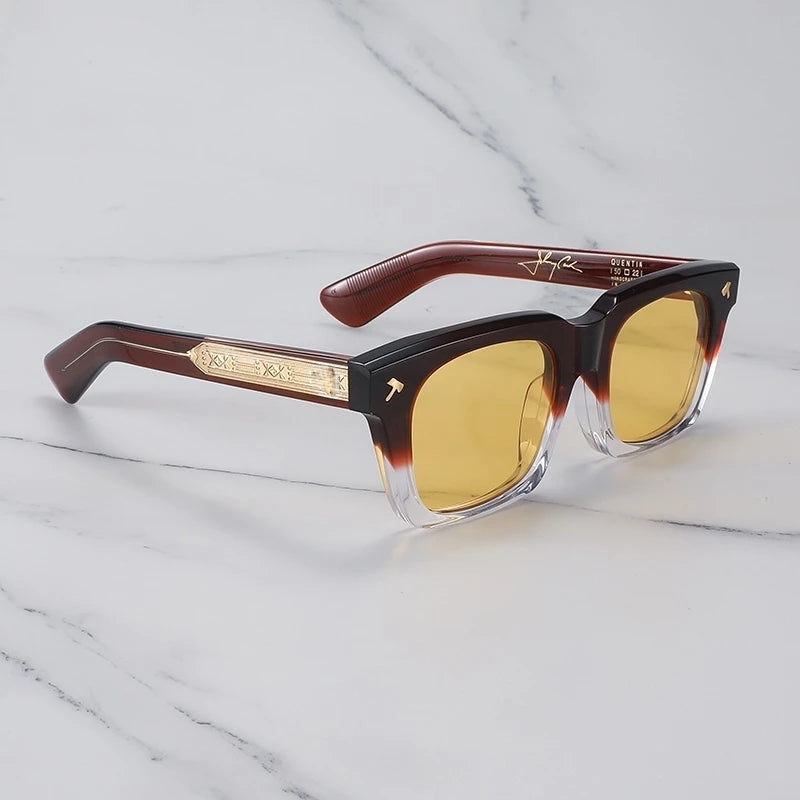 Japan Hand Made Thick Acetate Man Sunglasses  QUENTIN Sun Glasses Outdoor Square Fishing Driving Gafas Lentes De Sol Hombre