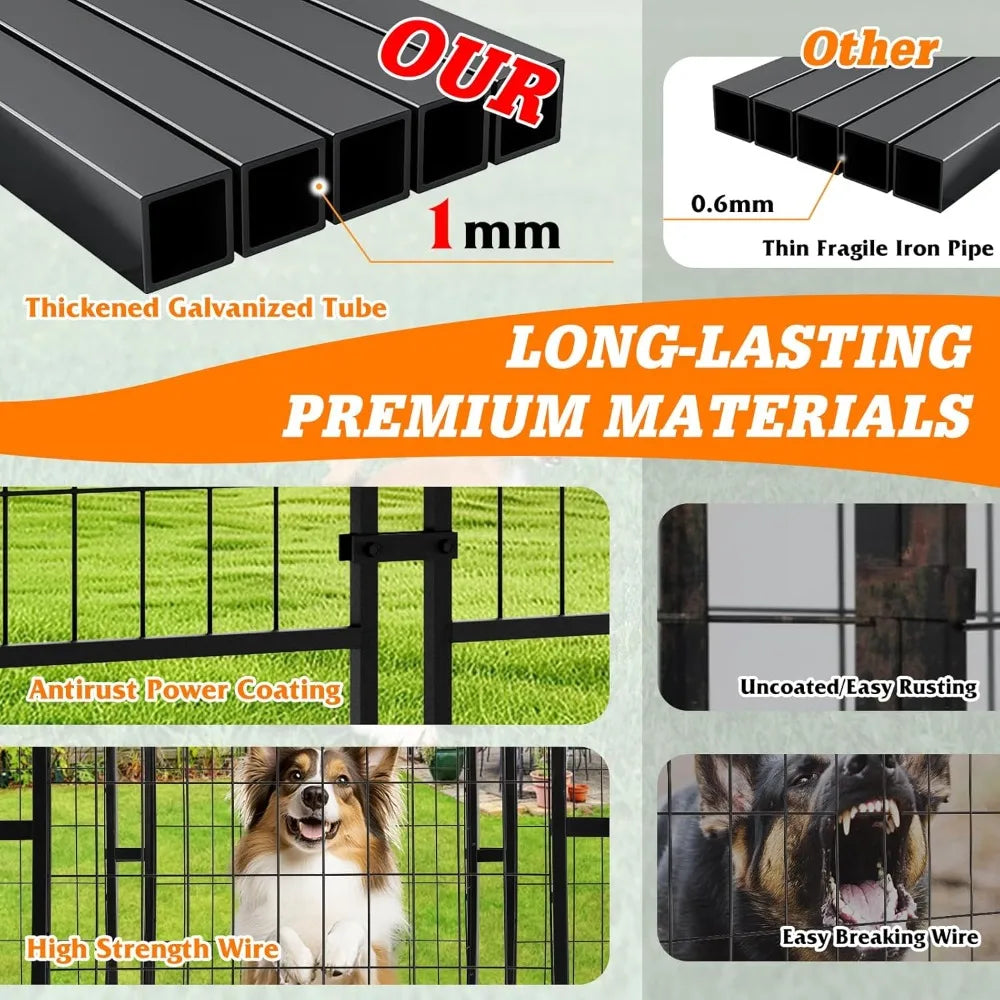 Heavy Duty Large Dog Kennel Playpen - 8x4x6 Ft Welded Wire Steel Dog Run Enclosure Crate Cage with UV-Resistant Roof