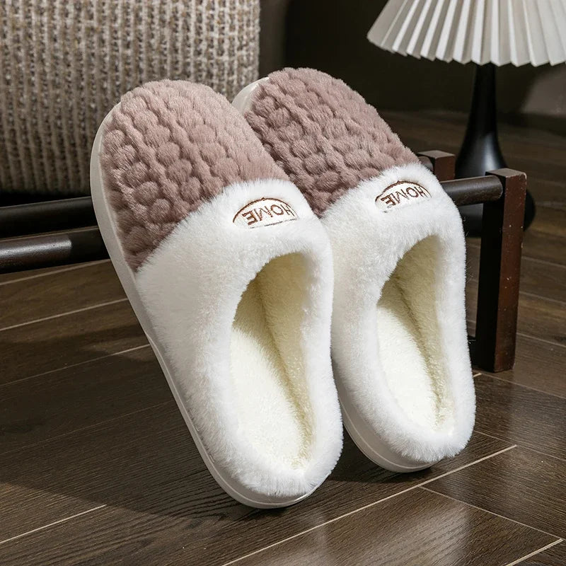 Winter Men's Home Slippers Warm Shoes Non-slip Indoor Outdoor Thick Bottom Plush Slippers For Women Casual Home Cotton Shoes