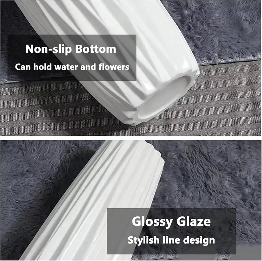 White Tall Floor Vase, 28" Ceramic Decorative Large Vases for Living Room Decor Home Office Bedroom, Modern Big Standing Flower