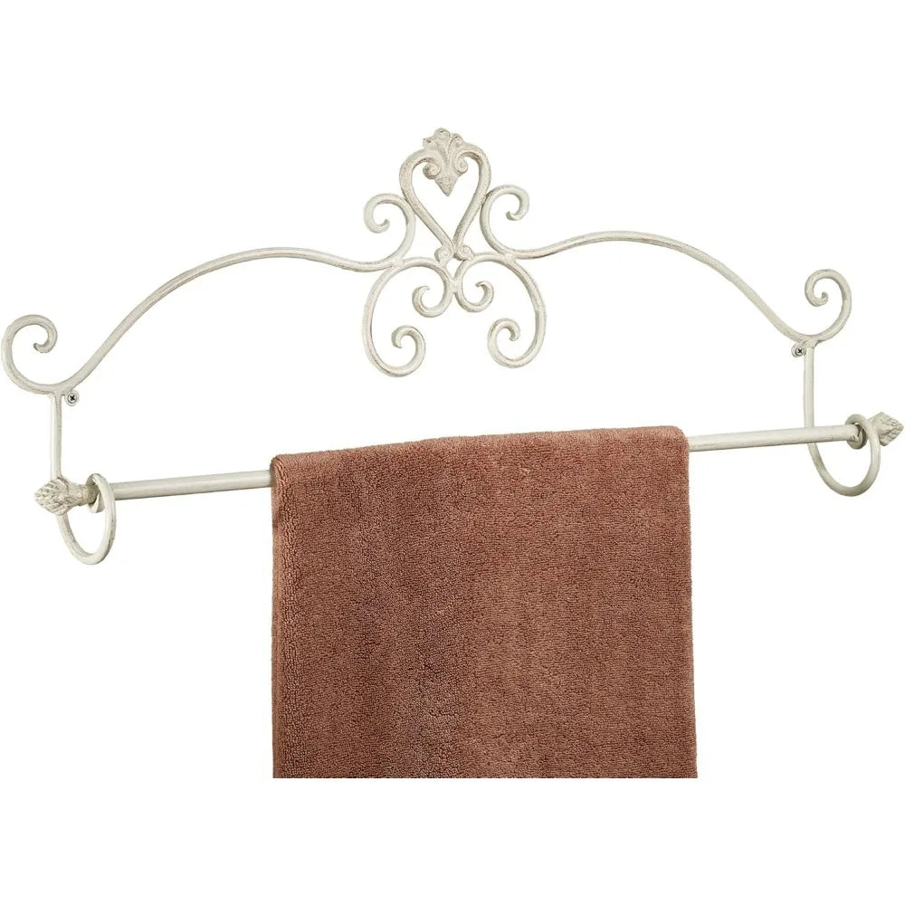 30 Inch Wide Metal Scroll Towel Rack in Tuscan Slate Finish for Bathroom and En Suite Spaces