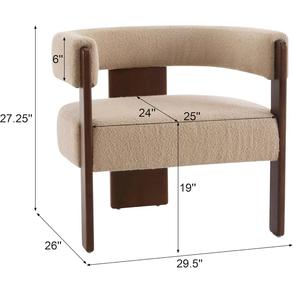 Christopher Knight Home Nettie Modern Accent Chair for Living Room, Boucle Fabric Single Lounge Sofa Chair with Wooden Frame, Co