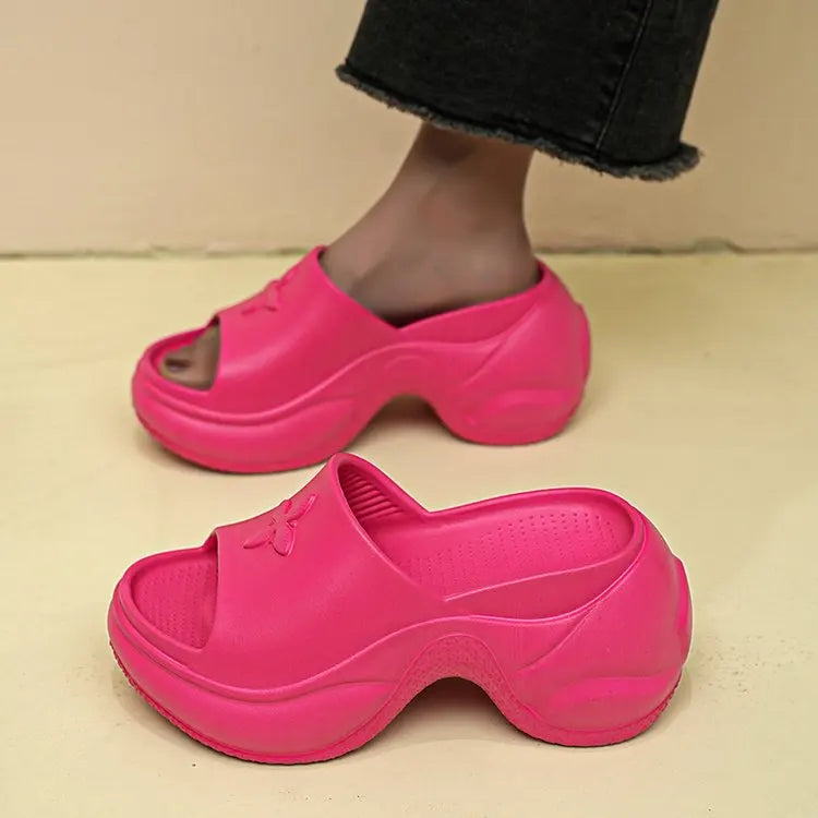 Women's Shoes 35-40 Spring Platform Clover Slippers High Heels Breathable Sandals Street Casual Shoes New Soft Soles