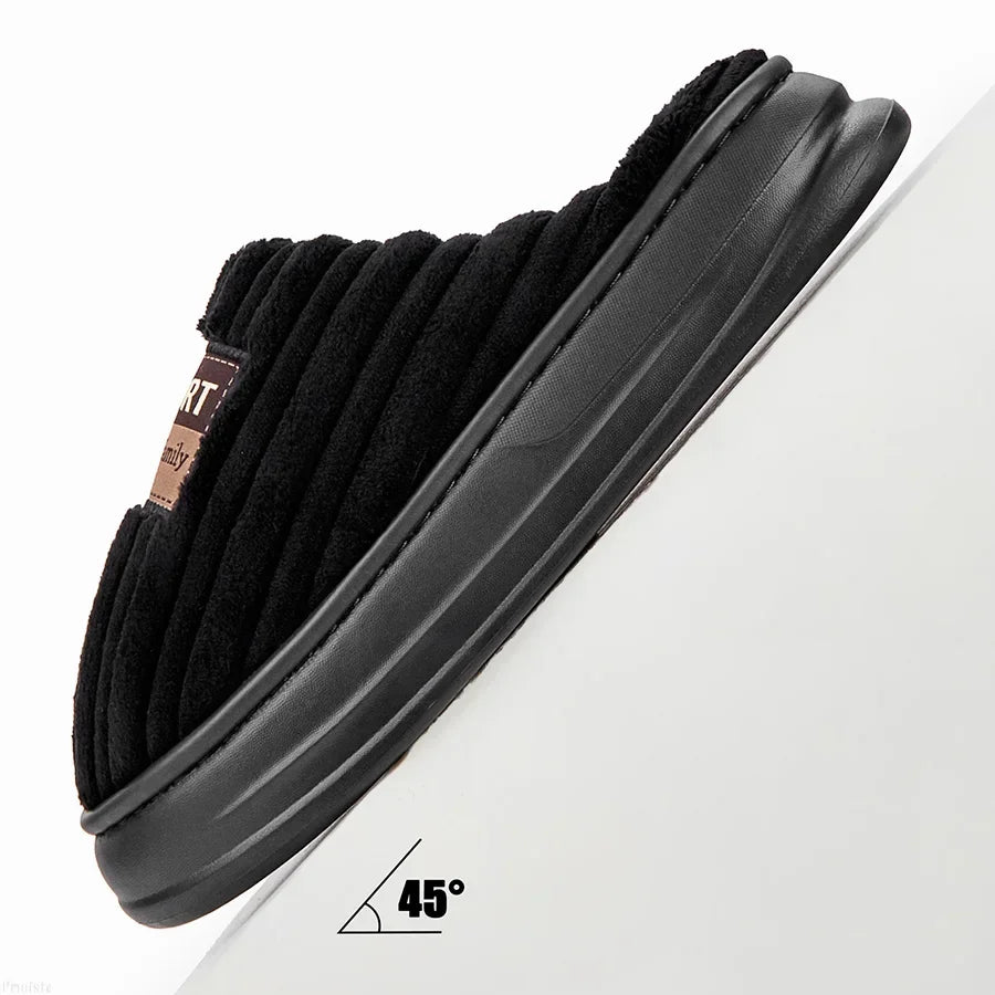 House Slippers For Men Furry Cozy Memory Foam Round Toe Couple Shoes Warm Winter Soft Plush Slippers