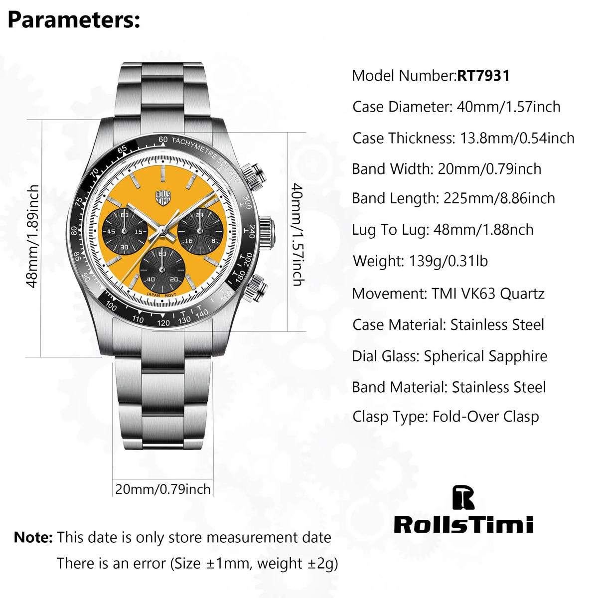2025 New RollsTimi Men's Watches Luxury Quartz Chronograph Watch For Men Speed Wristwatches Ceramic Bezel AR Sapphire Waterproof