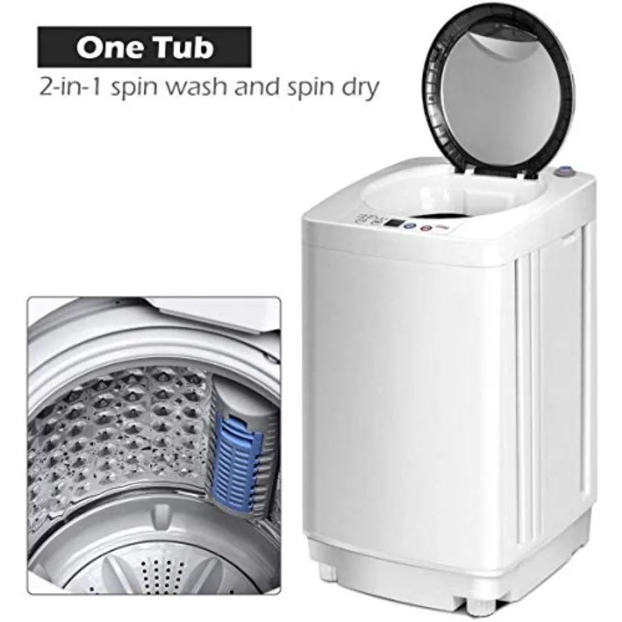 Compact Portable Washing Machine Full Automatic Washer and Dryer Combo with Builtin Pump Drain 8 LBS Capacity for Apartment RV