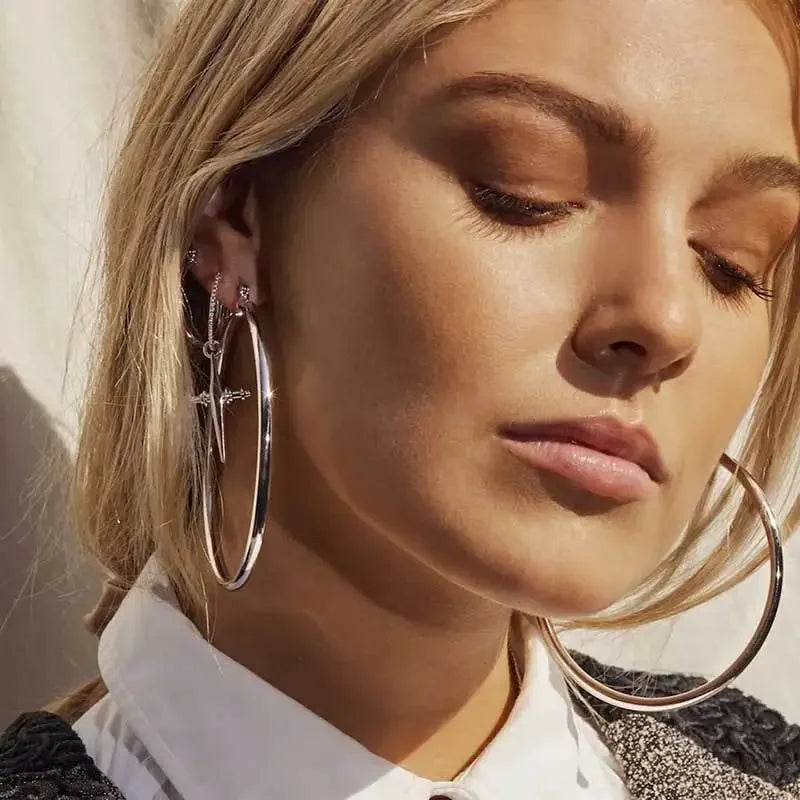 Fashion Oversized Big Hoop Earrings For Women Basketball Brincos Large Thick Round Circle Earrings Hoops Punk Jewelry