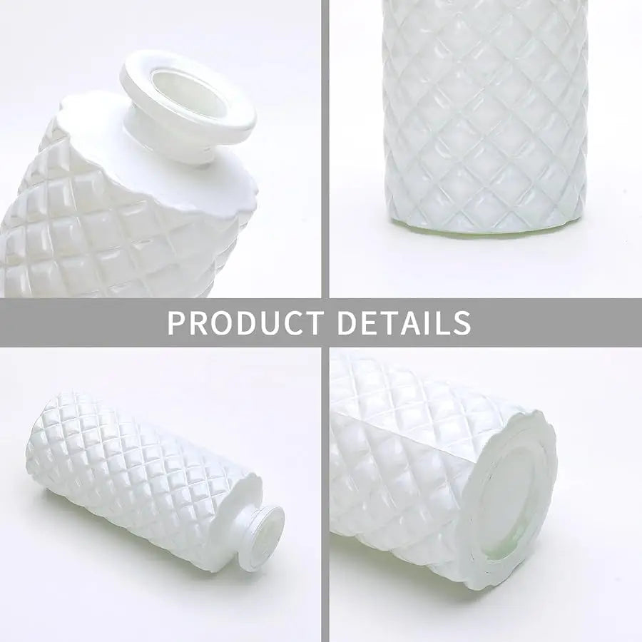 Glass Bud Vase Set in Bulk, 9pcs Mini Vintage Flower Vases for Wedding,White Relief Vase for Centerpieces,Home Table Flower Deco