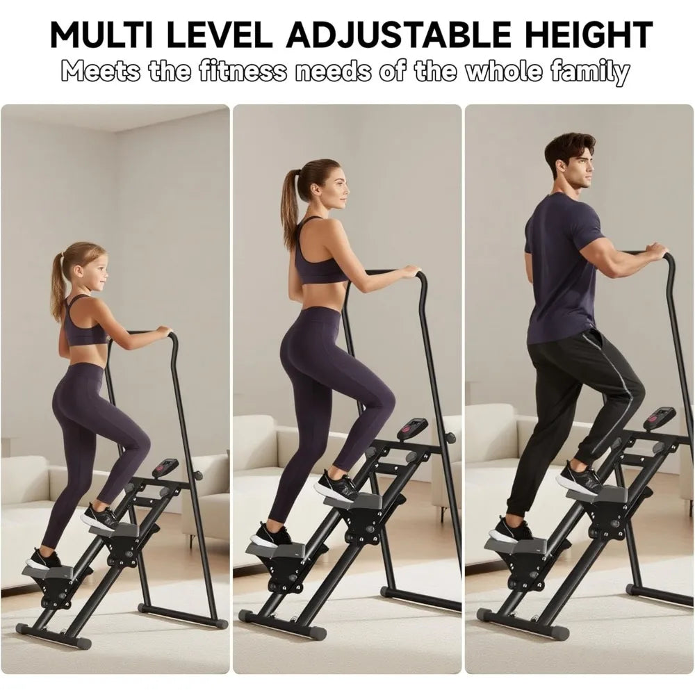 Home Vertical Climber Machine with LCD Display, Foldable Cardio Workout Equipment featuring Adjustable Resistance