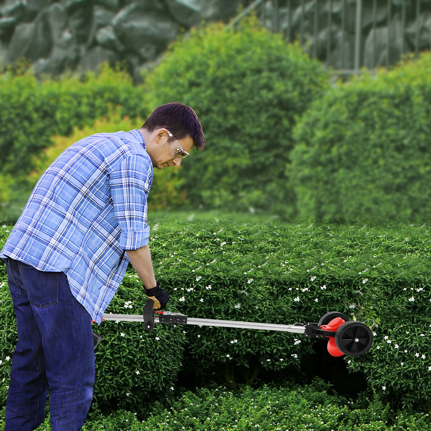 Cordless Weed Trimmer 21V Battery Powered Electric Lawn Mover Grass Cutting Machine Sweeper Care for Villa Home Garden Yard Tree