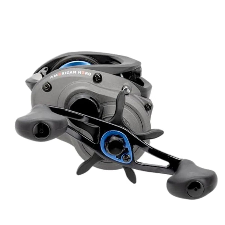 Baitcast Fishing Reel, 4+1 Bearings, 7.5:1 Gear Ratio, Graphite Frame, Speed Gears, Magnetic Control System, Gray/Black/Blue