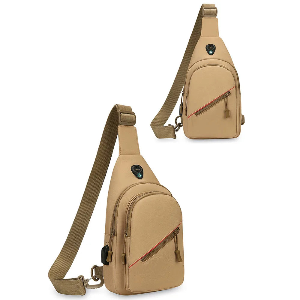 Men's Casual Chest Bag, Outdoor Sports Shoulder Messenger Bag, Multifunctional Chest Pack With Water Bottle Pouch