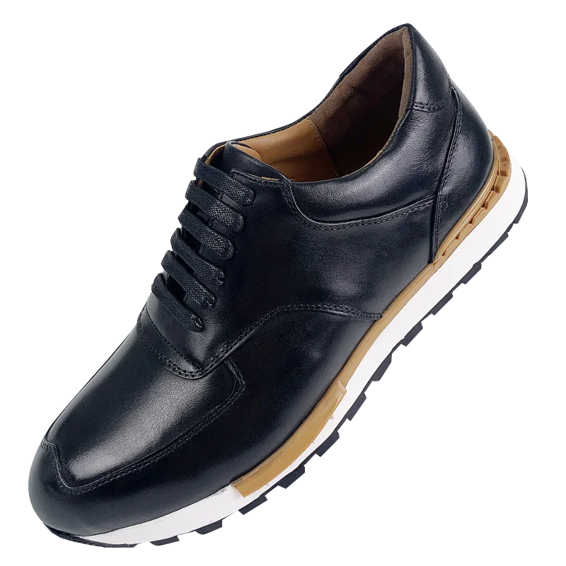 New men's leather shoes head layer cowhide daily outdoor casual lace-up large size shoes senior Brock shoes A21