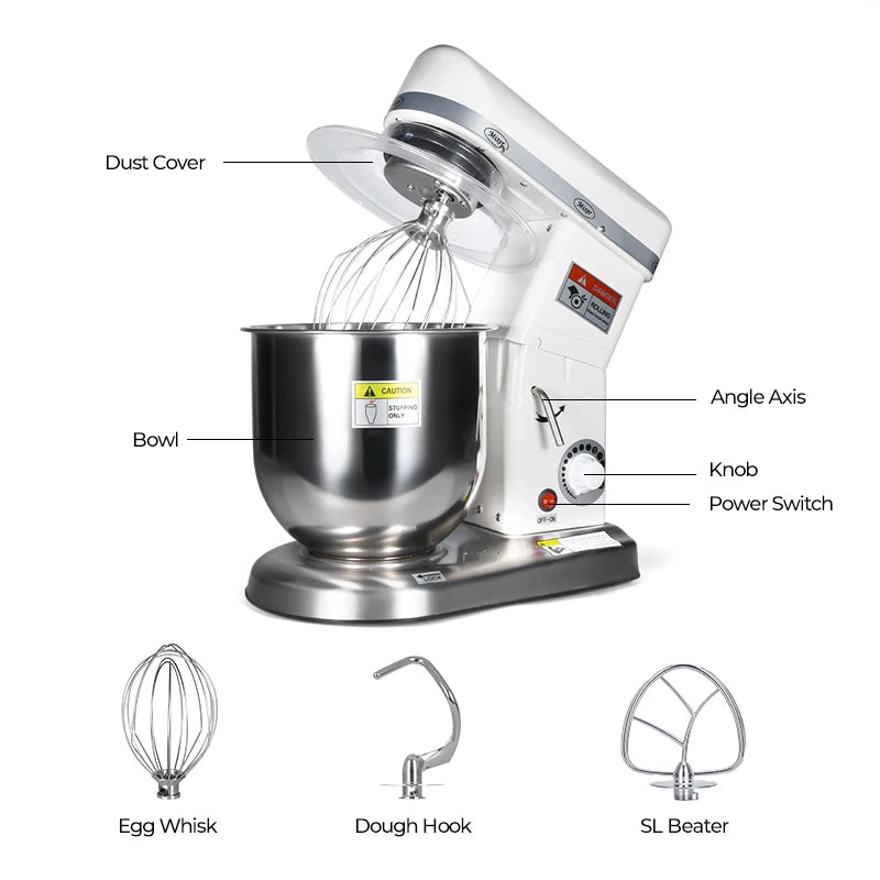 MOSEENER Commercial Electric Planetary Food Mixer 5L-70L Capacity Removable Bowl Bread Dough Mixer For Household Use Mixer