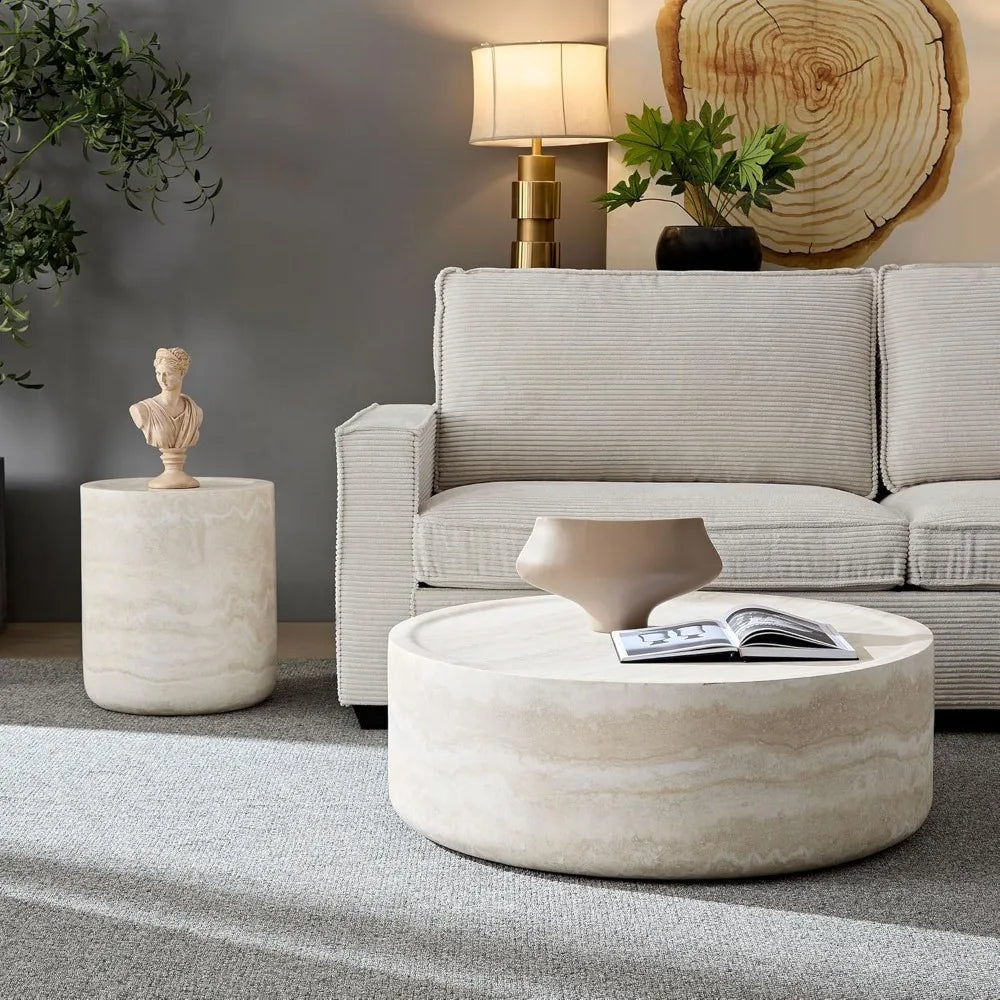 15.74 Inch Small Side Table for Living Room, Round Coffee Table Modern Center End Table for Small Space Apartment, Office