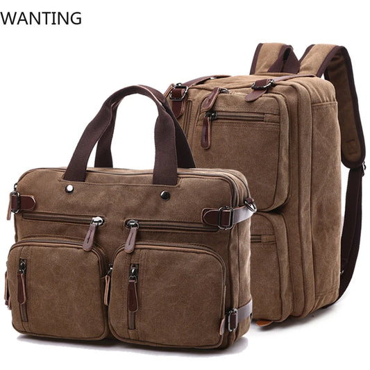 Men Canvas Briefcase Travel Bags Suitcase Classic Messenger Shoulder Bag For Men Tote Handbag Big Casual Business Laptop Pocket