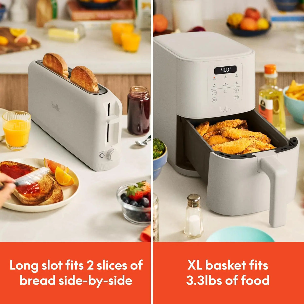 Slim 2-Slice Toaster & 4Qt Air Fryer, 6 Preset Modes, Compact Kitchen Combo