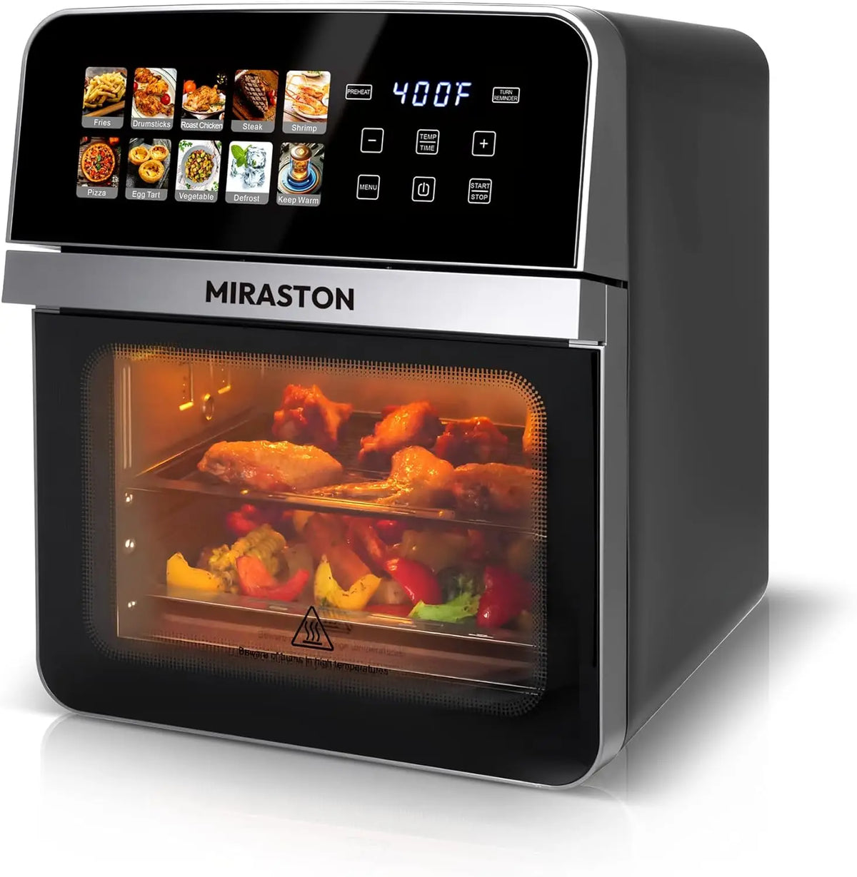 10QT Air Fryer Toaster Oven Combo with 10 Presets, Stainless Steel Interior, Easy Clean, Includes Accessories & Recipe