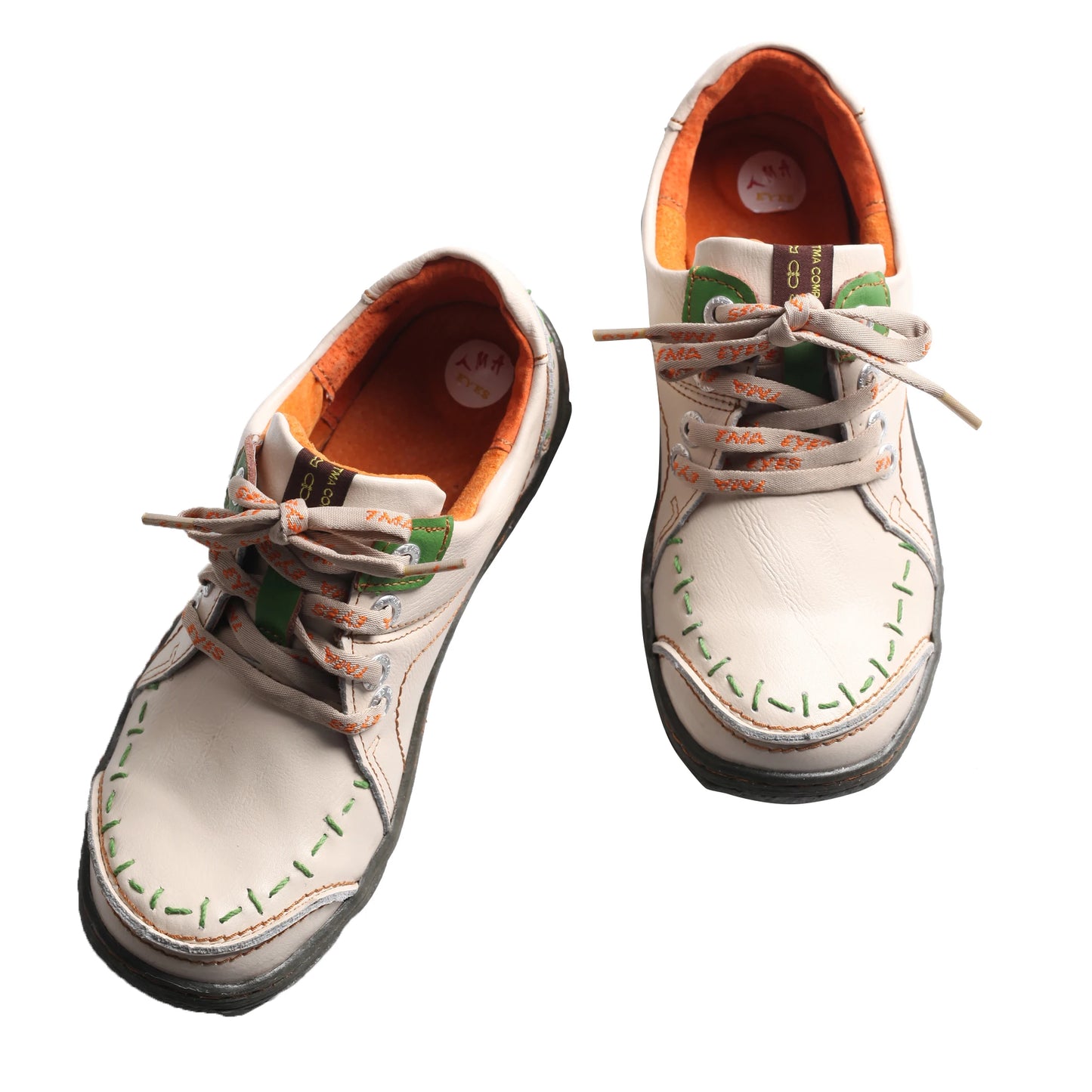 TMA EYES Women's Hand-Stitched Leather Sneakers Lightweight Flat Design Shoes For Women For Autumn Seasons
