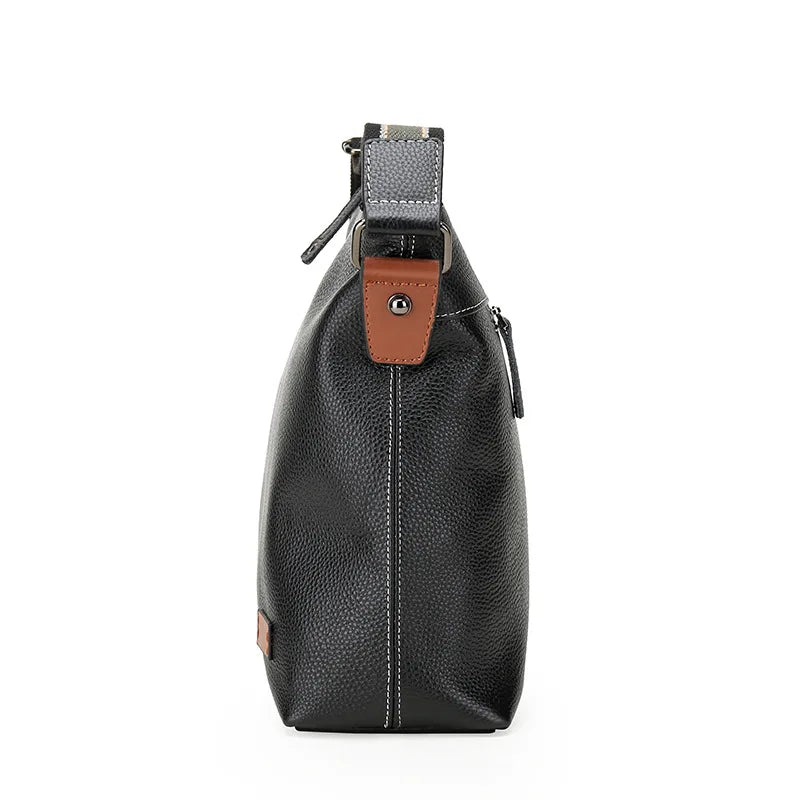 New Genuine Leather Men's Shoulder Bag Horizontal Messenger Bag Cowhide Casual Business Man Crossbody Bag Large Capacity Men Bag