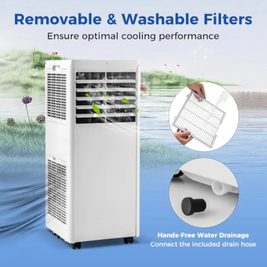 8000 BTU Portable Air Conditioner for Home and Office Use Features Fan Cooling Dehumidifier Sleep Mode Cools Up to 250 Sq.Ft In