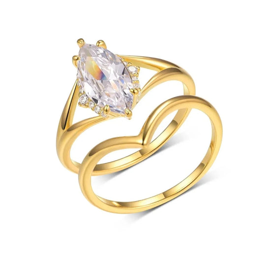 S925 Sterling Silver 2CT Moissanite Ring Set Fine Jewelry Gold-plated 18k Suitable for Gifts Birthday Gifts