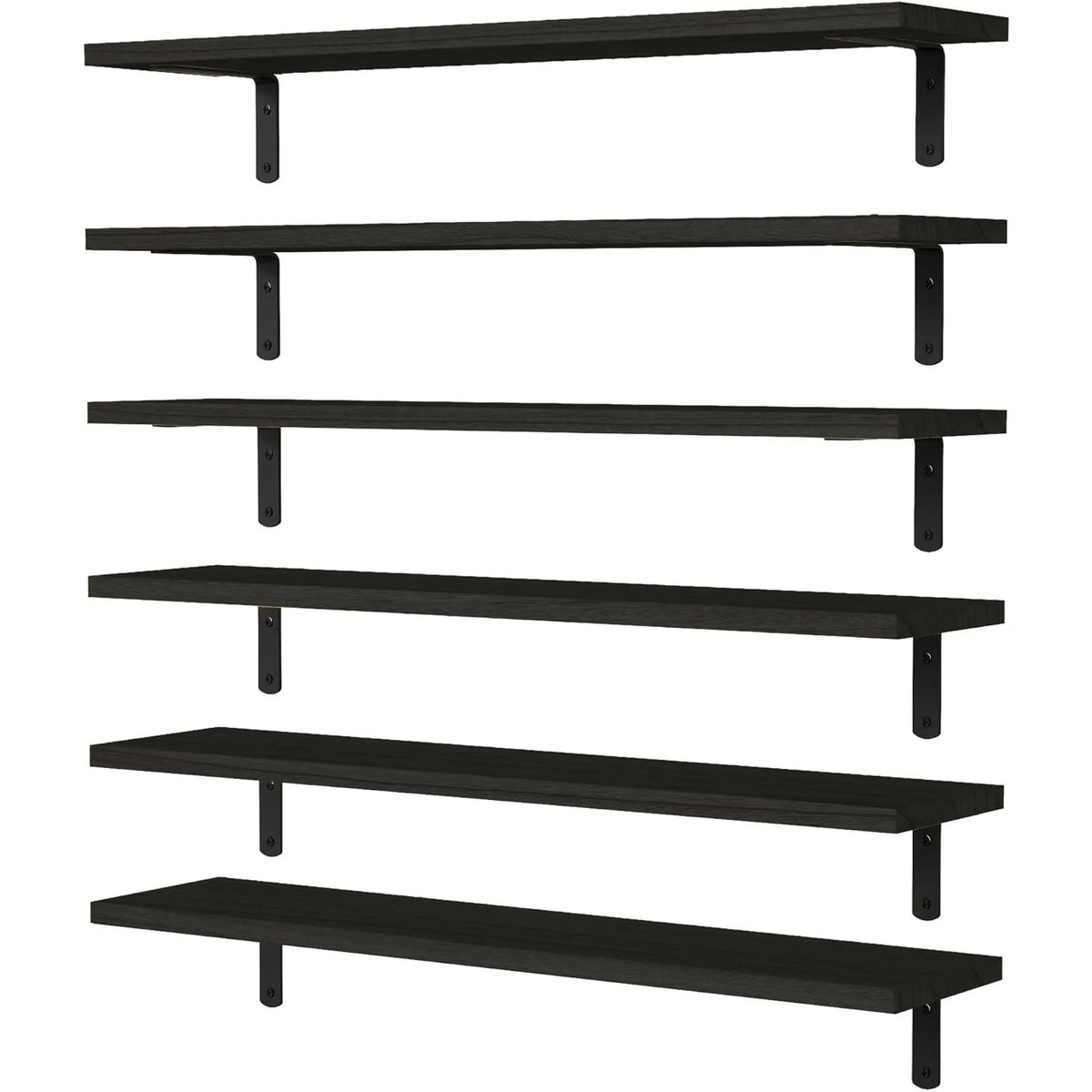 Wood Floating Shelves Set of 6, 24 inch Long Floating Shelves for Wall Decor, Farmhouse Shelf for Bedroom,  Storage Shelves